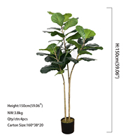 Grande plante artificielle nordique en pot, figuier à feuilles de violon, décoration intérieure pour salon, fausse verdure bonsai pour aménagement paysager