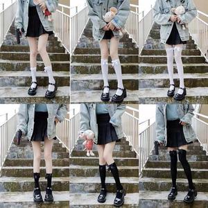 Knee High <b>Socks</b> With Bow Women Cotton Breathable Solid Color Over The Knee <b>Socks</b> For Lolita Style Japanese JK Fashion - Product Image 3