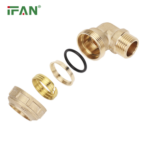 IFAN Hot Bán tùy chỉnh Brass nén phù hợp 20-63 mét 1/2 "-2" Ổ cắm khuỷu tay Adapter PE Brass phụ kiện - Product Image 5