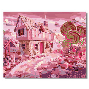 Rose Bonbons Maison <span class=keywords><strong>Peinture</strong></span> par Numéros Fantaisie Campagne Paysage <span class=keywords><strong>Peinture</strong></span> par Numéros Sans Cadre Mur <span class=keywords><strong>Art</strong></span> <span class=keywords><strong>Peinture</strong></span> À L'huile - Product Image 2