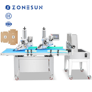 Machine d'étiquetage automatique électrique à deux têtes ZONESUN ZS-TB160P2 pour pochettes, cartons et surfaces planes avec alimentateur à pile - Product Image 1