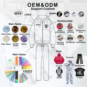 <span class=keywords><strong>Ensemble</strong></span> survêtement personnalisé 500 Gsm, pantalon de survêtement et sweat-shirt, 100% coton, molleton technique, poids lourd, surdimensionné, molleton français, survêtement pour homme - Product Image 4