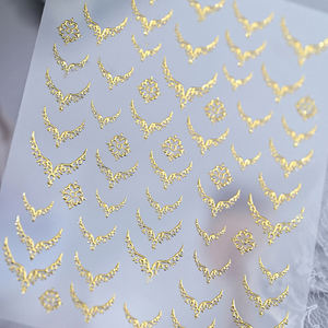 Calcomanías 3D para <span class=keywords><strong>Uñas</strong></span> con Líneas Geométricas Francesas en Dorado, Rojo y Plateado, Forma de Alas en V, Adhesivos para Manicura, Calcomanías Deslizantes para <span class=keywords><strong>Uñas</strong></span> - Product Image 5