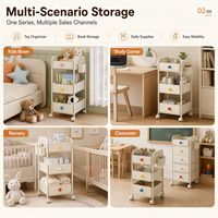 Chariot de rangement roulant en acier et PP pour jouets et livres d'enfants, avec roues, pour chambre d'enfant et salle de classe, organisateur crème, OEM ODM