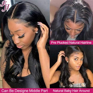 FH High Quality Full Thick 100% Unprocessed Natural Smooth Human Hair <b>Wig</b> 13x4 Transparent Lace Wavy Lace Frontal <b>Wigs</b> - Product Image 5