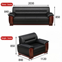 Ensemble de canapés de bureau exécutif modernes 1+1+3 places avec accoudoirs en bois, canapé de réception en cuir PU ou cuir de vachette pleine fleur pour hall d'entrée