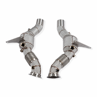 Pour Ferrari F8 Spider Tributo 3.9T 2019 SS304 Downpipe à haut débit avec protection thermique pour performance de course et tuning