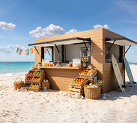 Restaurant conteneur personnalisable, kiosque alimentaire modulaire avec cuisine entièrement en acier inoxydable et armoires murales pour la plage