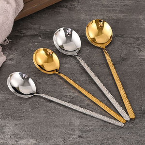 ช้อนสแตนเลส 304 สไตล์เกาหลี ด้ามยาว ลายตอก สำหรับบาร์บีคิว ร้านอาหาร และเสิร์ฟซุปอเนกประสงค์ - Product Image 1