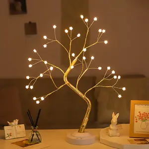 Diy Kunstmatige Boom Lamp Tafelblad Bonsai Boom Warm Wit Licht Led Kerst Decoratie Koperen Draad Lichtslingers