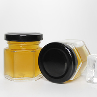 Bocaux en verre hexagonaux vides, lot de 2, 180 ml, 280 ml, 380 ml, pour sauces, beurre, crème, emballage avec boîte en kraft personnalisée, pot à miel