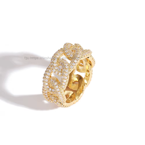 Men's Cuban <b>Ring</b>, Electroplated Zircon Chain <b>Ring</b>, Trendy <b>Couple</b> Index Finger <b>Ring</b>. - Product Image 5