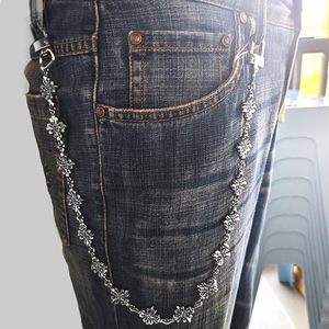 Custom Fashion <span class=keywords><strong>Silver</strong></span> Metal Belt Hip Pop Design para Streetwear Cruz Logo Cintura Cadeia Liga e Material de Ferro para Decoração - Product Image 2