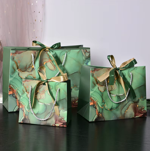 Bolsas de Regalo de Papel con Diseño de Mármol de Lujo, Bolsas de Compras con Cinta de Raso para Envolver Regalos de Cumpleaños - Product Image 6