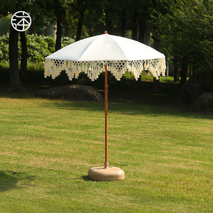 Fast Delivery 8 Steel Ribs Tassel Edge Outdoor Patio Garden Umbrella Pongee UPF 50+ Black Glue Sun Umbrella for Vendor Yard - Product Image 4