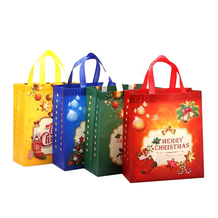 Недорогая многоразовая Нетканая сумка на заказ, рождественский подарок, сумки для покупок с вашим собственным логотипом