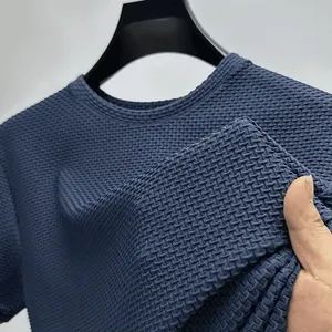 Sommer Stretch Mesh Eisseide Gewebtes Blanko Herren Kurzarm T-Shirt Atmungsaktives Waffel-Leichtgewicht-Shirt Nachhaltig - Product Image 2