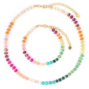 Collares de cuentas de piedras preciosas coloridas para mujer Arco Iris piedra Natural Boho hecho a mano Acero inoxidable collar de hilo impermeable - Product Image 6