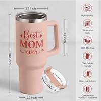 Tumbler Stainless Steel 40 oz dengan Gagang dan Sedotan, Mug Kopi Kantor Vakum, Cangkir Camping, Botol Air Kapasitas Besar