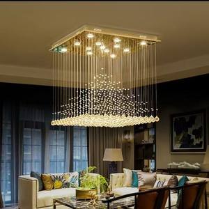 Lustre en cristal rectangulaire moderne et simple, lampe de salon, salle à manger, hôtel, restaurant, pyramide - Product Image 4