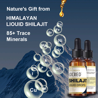 LOCRED Gouttes liquides de Shilajit 60ml – Supplément pur authentique avec acide fulvique et oligo-éléments – Gouttes alimentaires naturelles