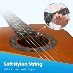 Classic Acoustic <b>Black</b> Travel Guitar With Transparent for Practice and Daily Use - Product Image 3