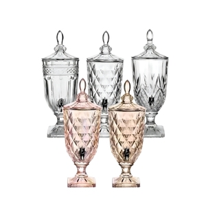 Distributeur de boissons en verre cristal transparent avec robinet en acier inoxydable pour jus, vin et autres boissons, vente en gros, Dublin, collection 2L 3L 5L 6L, boîte - Product Image 2