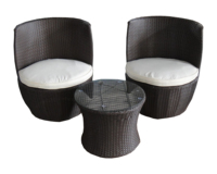Ensemble de meubles de jardin modernes en rotin PE rond, 3 pièces, fauteuils œuf en osier et table, pour salon et hôtel