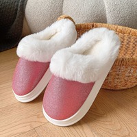 Nouvelles paillettes givrées pour femmes pour pantoufles hiver et été chaleur en peluche pour pantoufles avec amorti confortable bout fermé