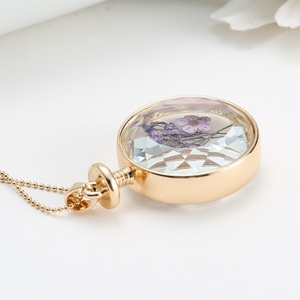 Wholesale Latest Specimen Dried Real Flower <strong>Yound</strong> Girl Round Transparent Glass Bottle Women Pendant Jewelry for Lady - Product Image 3