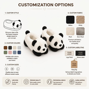 Pantuflas de Peluche Personalizadas de <span class=keywords><strong>Panda</strong></span> de Algodón PP, Zapatillas Suaves de Animales de Peluche para Aliviar el Estrés, Ideales para Promoción de Marca, Bajo MOQ, OEM - Product Image 4
