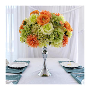 Artificial Flower Ball Orange Peony Green <b>Rose</b> Mixed Arrangement Centerpiece for Wedding Decorations - Product Image 5