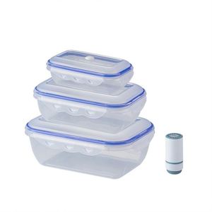 Reusable Leak Proof Lunch Bento Boxs Kitchen Refrigerator Plastic Vacuum Airtight Food Storage <b>Containers</b> With Lock Lid and Pump - Product Image 1