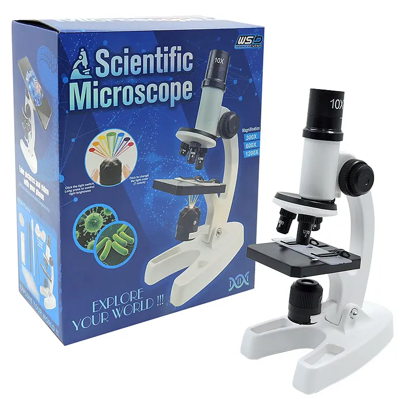 Syh133 Kids Microscope Set Science Learning Portable 1200x Children Educational Gift Scientitic Plastic Diy Game