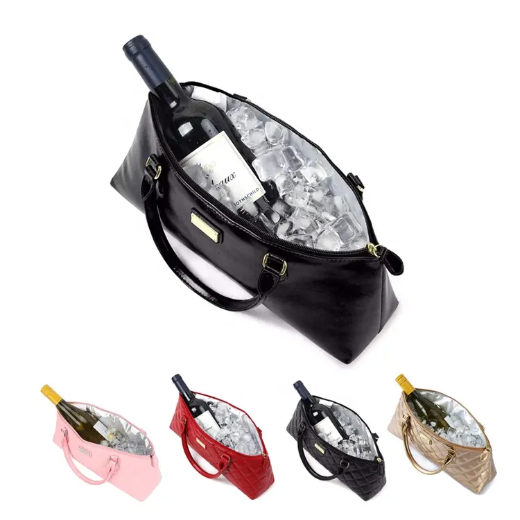 1 Flasche isolierte Champagner-Einkaufstasche Isolierte Weinkühler-Handtasche Weinträger-Kühltasche für Frauen