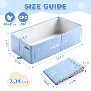 Vasca da Bagno Pieghevole per Neonati, Grande Vasca Quadrata in PVC per Interni con Supporto per Doccia, Vasca Portatile Multifunzione per Bambini da 0-12 Mesi - Product Image 6