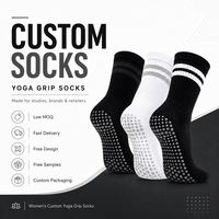 Chaussettes de yoga et de Pilates mi-mollet pour femmes, antidérapantes, respirantes, à séchage rapide, avec options de logo personnalisé, de motifs sur le corps et le bord de la chaussette