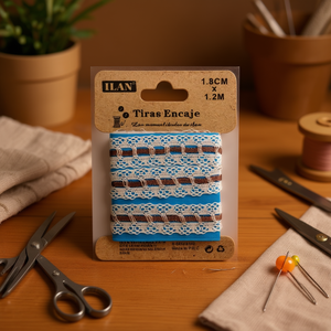 Cinghie in pizzo ILAN 1,8 cm x 1,2 m colore caffè per artigianato e cucito - Product Image 2