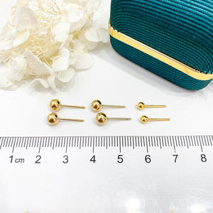 Lot de 14K d'accessoires en perles DIY, boules en or lisse moulé, clous pour homme et femme, supports vides pour boucles d'oreilles, artisanat de mode - Product Image 4