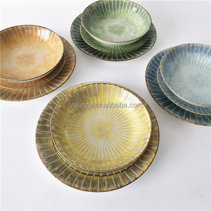Juego de Vajilla de Porcelana Fina al por Mayor - Relieve Radial Verde Sunburst, Platos de 10.5''/7.5''/8'', Aptos para Microondas/Lavavajillas/<span class=keywords><strong>Horno</strong></span> - Product Image 6