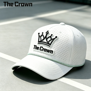 Custom Logo 5 Panel Structured <b>Waterproof</b> Baseball Cap Wholesale Bulk Rubber Patch Rope <b>Hat</b> With Laser Cut Holes Manufacturer - Product Image 4