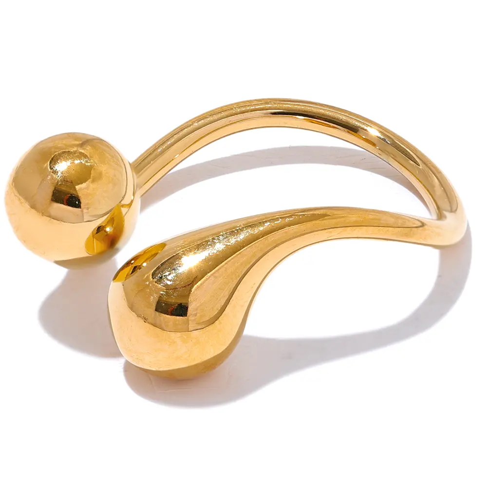 JINYOU 3039, anillo personalizado de gota de agua de moda único y elegante, joyería de dedo impermeable de acero inoxidable 2024, bisutería para mujer