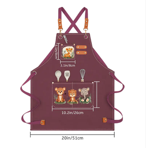 Children's Canvas Cross Back Adjustable <strong>Apron</strong> with Large Pockets Brick Red for Play and Do Crafts <strong>Apron</strong> Custom in Stock