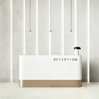 Comptoir de réception commercial de luxe, design moderne, en MDF durable, personnalisable, pour écoles et centres commerciaux, 26 ans d'expérience