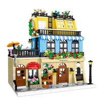 Blocs de construction d'hôtel urbain avec kit d'éclairage LED - Jouet de construction DIY, modèle de bâtiments modernes en plastique ABS