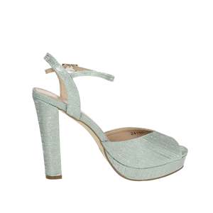Menbur Sandale à talons pour femme 24160 avec bride à la cheville et plateforme argentée - Product Image 3