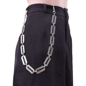 Estilo fresco Cinturón neutral para hombres y mujeres Tendencia callejera punk <span class=keywords><strong>con</strong></span> cadena de pantalón de hoja de metal Cadena de cintura de aleación personalizada - Product Image 1