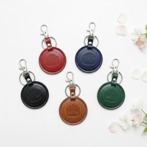 Custom Imprinted PU Leather Keychain Durable Reusable Round Travel Token Simple Adventurer <b>Gift</b> Tag - Product Image 1