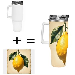 Personalized Stainless Steel Outdoor <b>Thermos</b> <b>Cup</b> Insulated Metal Tumbler 40oz With Lemon Design - Product Image 1