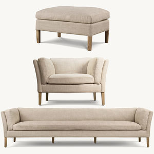 आधुनिक न्यूनतम डिजाइन इनडोर फर्नीचर नरम कपड़े असबाब ओक लेग बेंच और कपड़े सोफा - Product Image 6